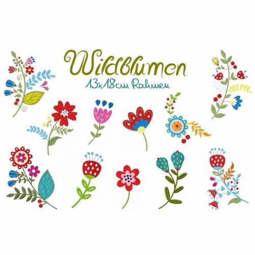 Stickdatei, digitale Datei Wildblumen 13x18