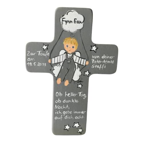 Schutzengelkreuz für Jungs Taufkreuz, Kinderkreuz Geschenk zur Taufe / Geburt