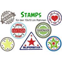 Stickdatei Stamps 10x10 cm Rahmen