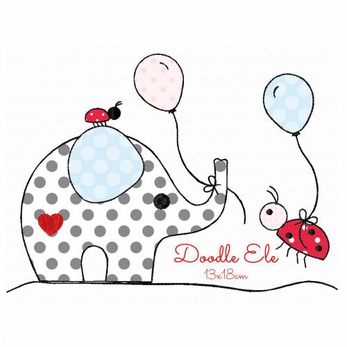 Stickdatei Doodle Ele mit Käfer 13x18cm