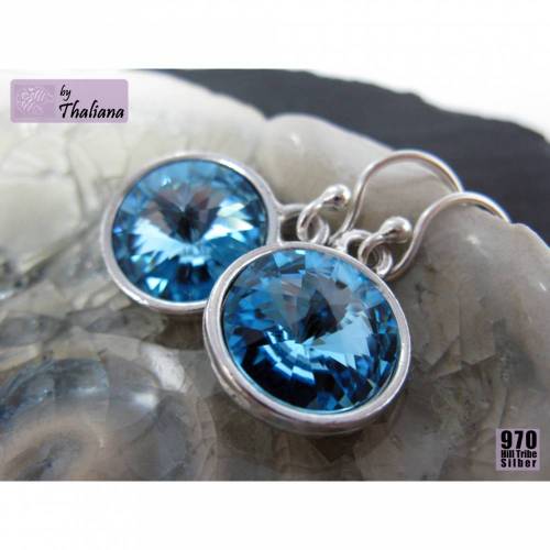 hellblaue Ohrringe Funkeln elegant Laguna Silber