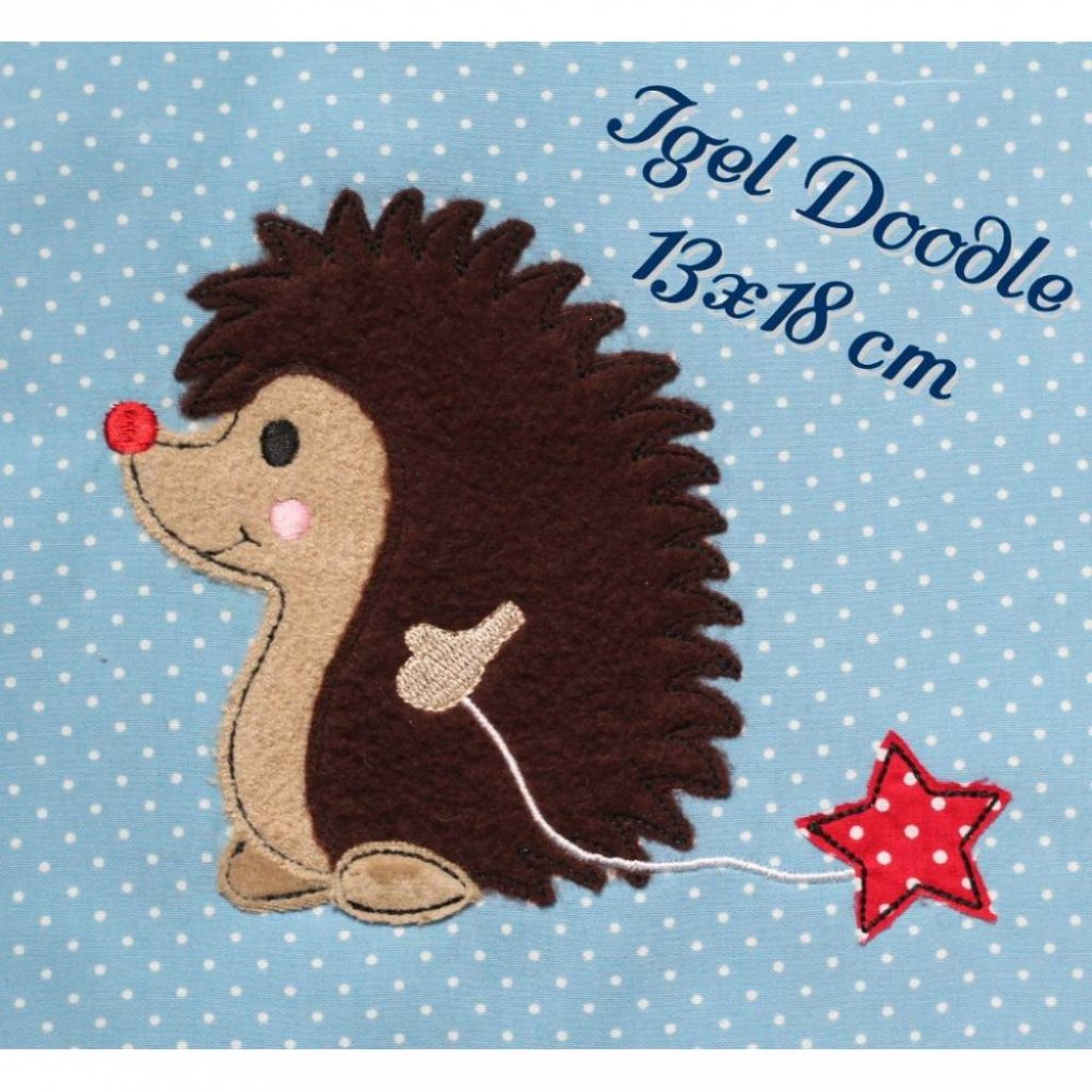 Digitale Stickdatei,Stickdatei Igel Doodle 13x18cm Bild 1