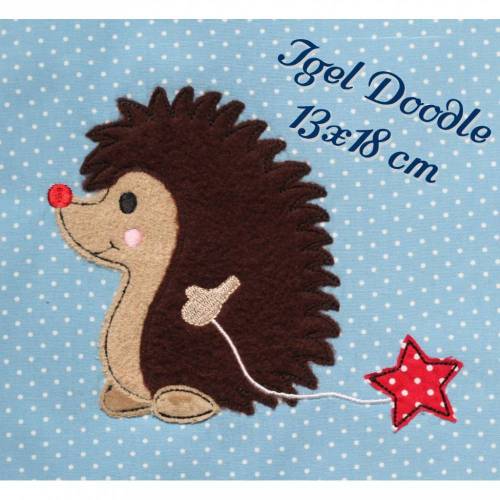 Digitale Stickdatei,Stickdatei Igel Doodle 13x18cm