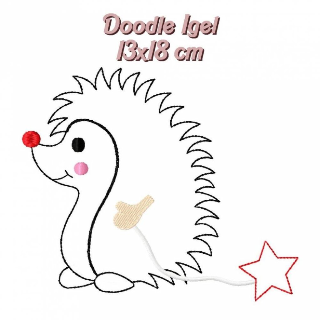 Digitale Stickdatei,Stickdatei Igel Doodle 13x18cm Bild 2