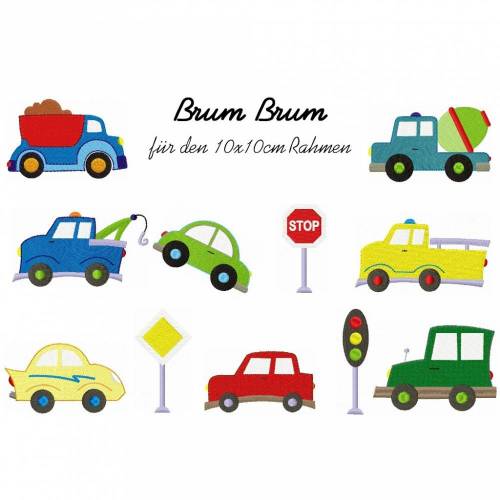 Stickdatei Autos Fahrzeuge 10x10cm