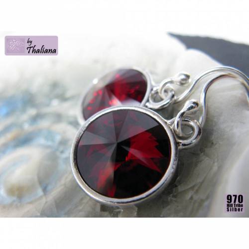Ohrringe Funkeln RUBINROT Echtsilber