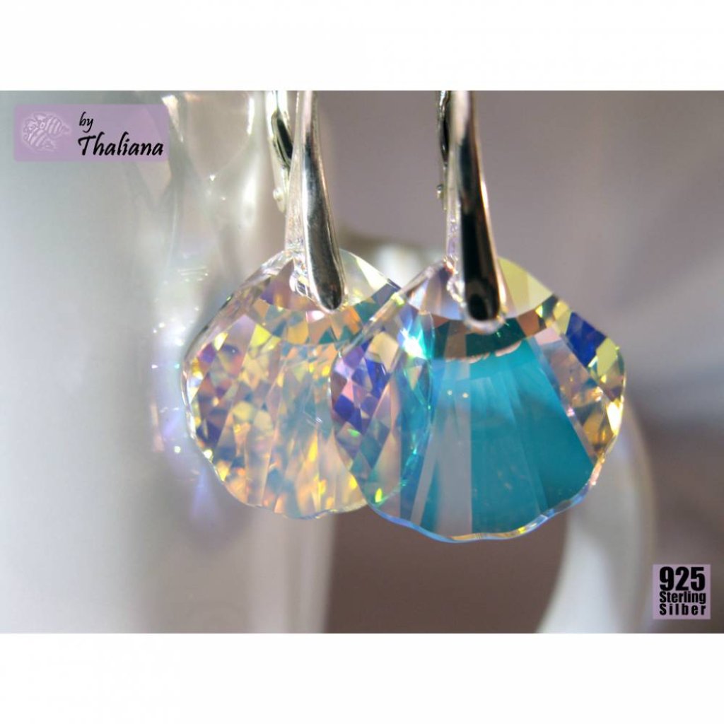 STERLING SILBER Muschelohrringe Strandgut Glitzer Bild 1