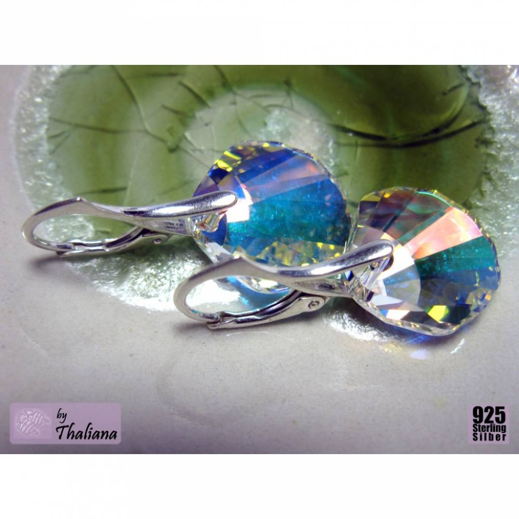 STERLING SILBER Muschelohrringe Strandgut Glitzer Bild 3