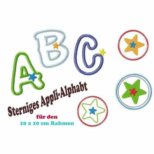 Stickdatei Sterniges Appli-Alphabet 10x10cm
