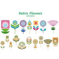 Stickdatei, digitale Stickdatei,Stickdateien Retro Flowers 10x10cm