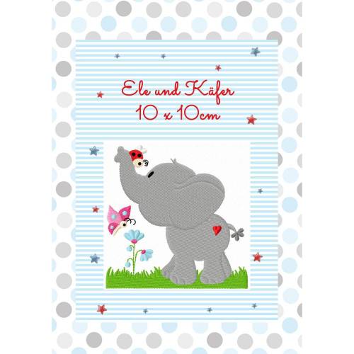 Stickdatei Ele und Käfer 10 x 10cm