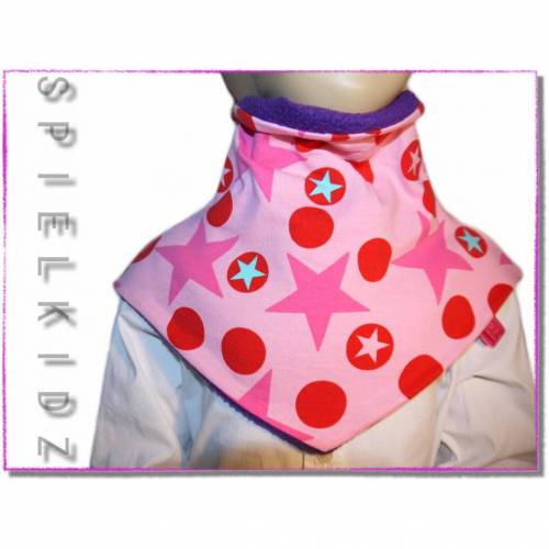 Schlupfschal Fleece Halssocke Loop Sterne Punkte rosa