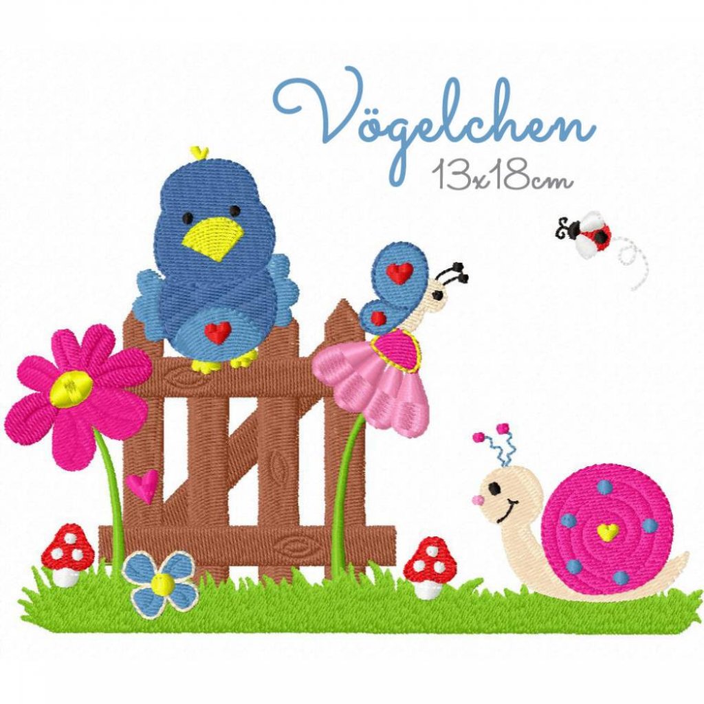 Stickdatei Vogel,Stickdatei Vögelchen 13x18 Bild 1