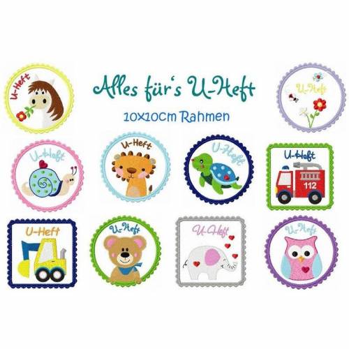 Stickdatei U-heft, digitale Stickdatei,Stickdateien Alles fürs U-Heft 10x10cm