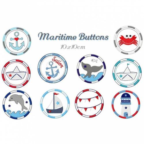 Stickdatei, digitale Datei Maritime Buttons 10x10cm