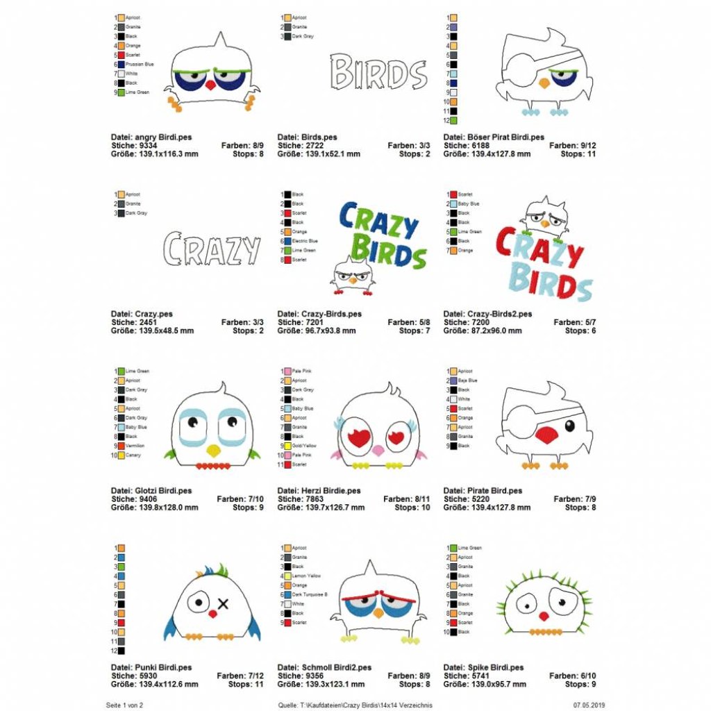 Teil-Doodle CRAZY Birds 14 x 14 Rahmen Bild 5