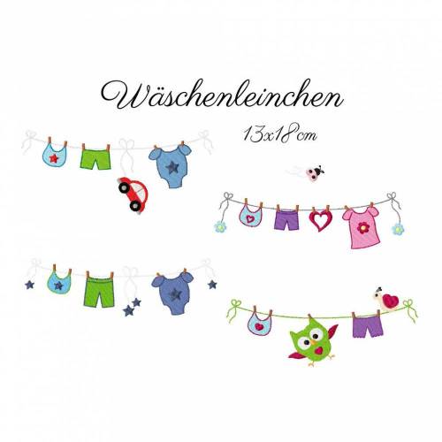Stickdatei Wäscheleine, digitale Datei Leinen 13x18cm