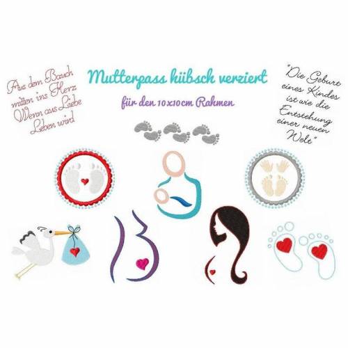 Stickdatei,Stickdateien Mutterpass hübsch verziert 10x10cm