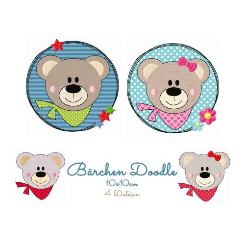 Stickdatei Bär Doodle 10x10cm