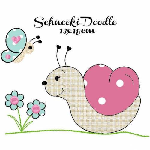 digitale Stickdatei Schnecki Doodle 13x18cm