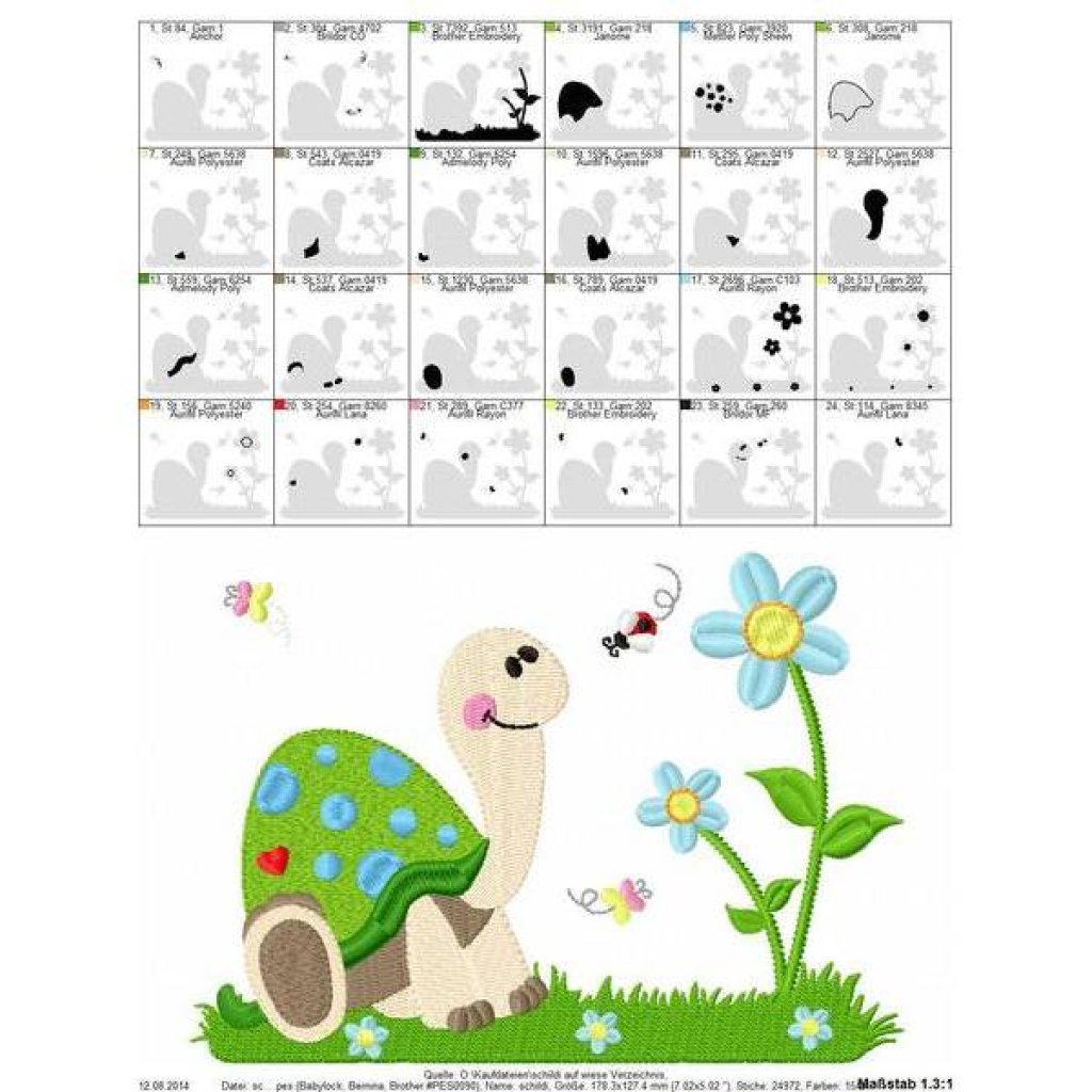 digitale Datei,Stickdatei Kleine Schildröte 13x18 Bild 2