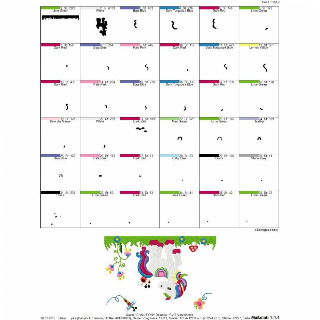 Stickdatei Pony Rainbow 13x18 Bild 2