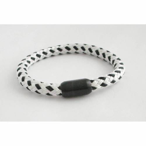 Herrenarmband aus Segeltau  Schwarz-weiß mit Magnetverschluß