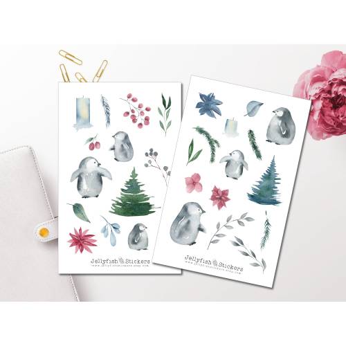 Pinguine Sticker Set | Journal Sticker | Planer Sticker | Aufkleber Bulletjournal | Sticker Winter, Tiere Sticker Sheet