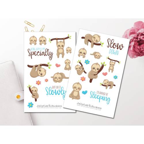 Faultier Sticker Set | Aufkleber Bunt | Journal Sticker | Sticker Tiere | Sticker Sprüche bullet journal sticker Sticker
