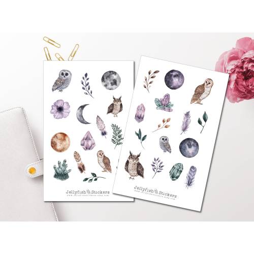 Watercolor Eulen Sticker Set | Aufkleber | Journal Sticker | Tiere Sticker | Planer Sticker | Bullet Journal Sticker, Kr