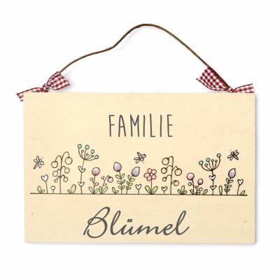 Personalisiertes Türschild aus Holz – Geschenk zum Einzug, Hochzeit & Geburtstag – Handgemachtes Haustürschild mit Name, individuelles Familienschild handgemalt