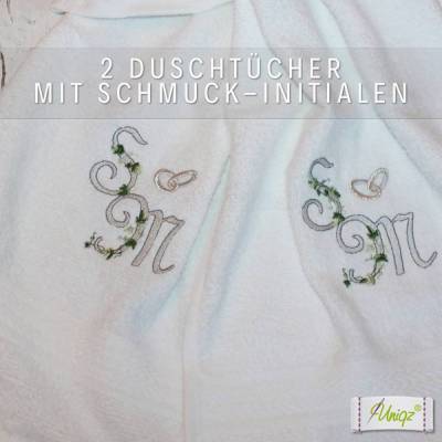2 Duschtücher personalisiert - Hochzeitsgeschenk