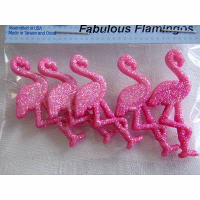Dress it up Knöpfe    glitzernde Flamingos    (1 Pck.)     Fabulous Flamingos