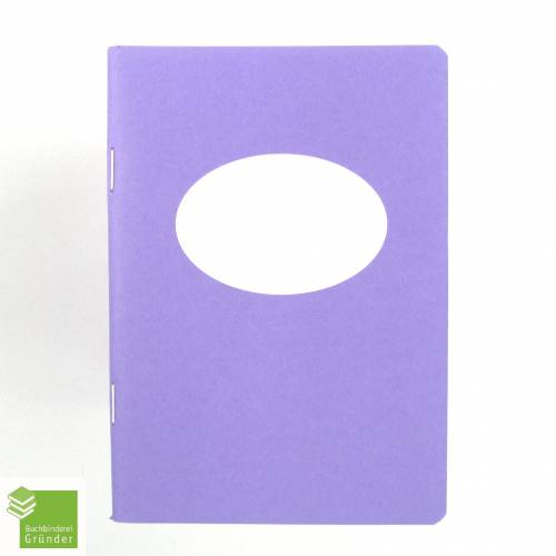 Notizheft flieder, Titelschild zum Selbstbeschriften, DIN A6, handgefertigt, Recyclingpapier