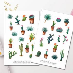 Kakteen Sticker Set | Florale Aufkleber | Journal Sticker | Planer Sticker  | Sticker Kaktus |