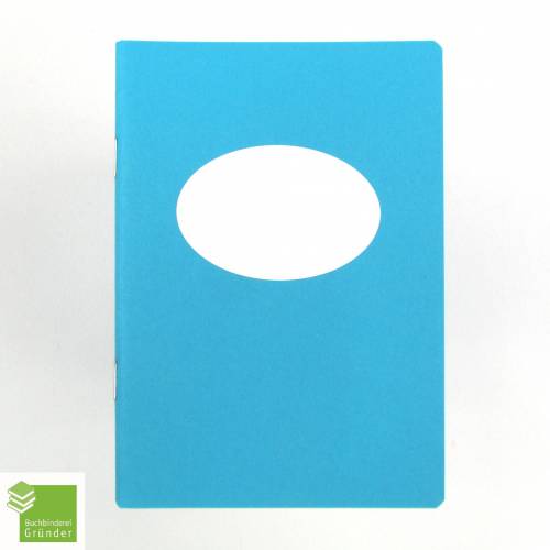 Notizheft türkis-blau, Titelschild zum Selbstbeschriften, DIN A6, handgefertigt, Recyclingpapier 