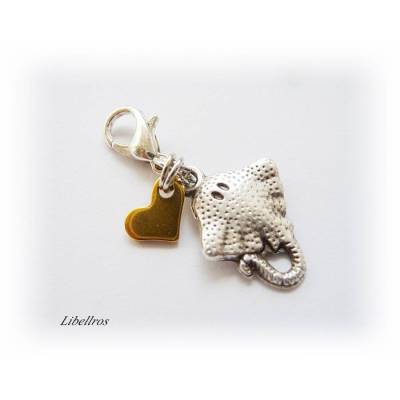 Charm Rochen mit Herz - Schmuckanhänger,Wechselanhänger,Geschenk,maritim,bicolor