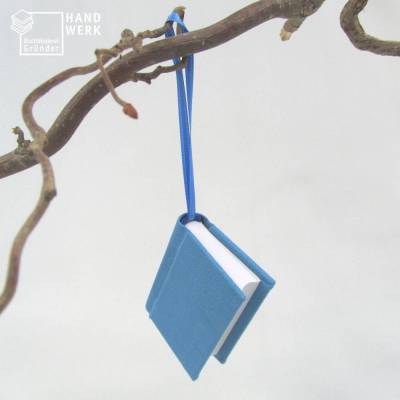 Minibuch Dekoration, grau-blau, Mini-Notizbuch, handgefertigt