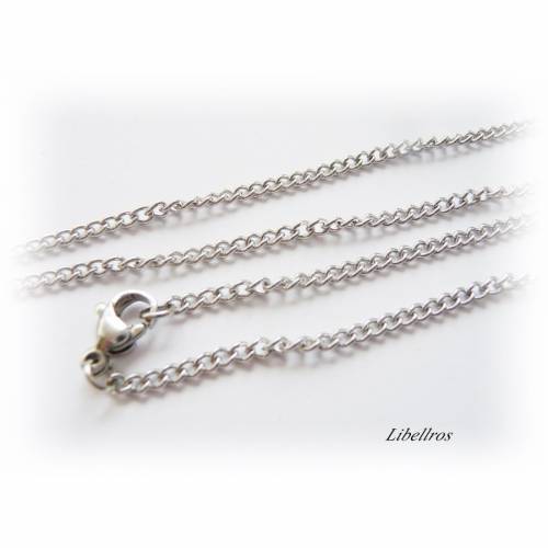 Silberfarbene Gliederkette mit Karabiner - Panzerkette, Edelstahl 50 cm lang