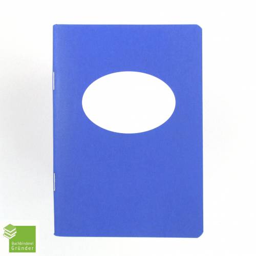 Notizheft ultramarin blau, Titelschild zum Selbstbeschriften, DIN A6, handgefertigt, Recyclingpapier