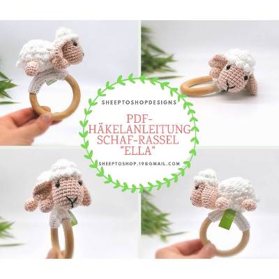 PDF - Häkelanleitung Schaf Rassel Ella, Anleitung Babyrassel