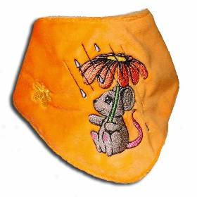 Besticktes Baby-Halstuch Mäuschen mit Blume personalisiert Namen Dreieckstuch Kinder-Halstuch kuschelweicher Plüsch