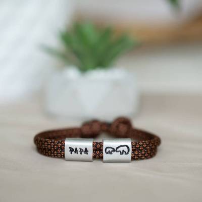 Herrenarmband | handgestempeltes Armband aus Segeltau | Papabär mit Mini handgestempelt | Vatertag | personalisierbar
