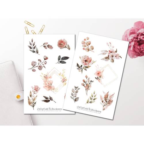 Goldene Rosen Sticker Set | Florale Aufkleber | Journal Sticker | Blumen Sticker | Planer Sticker bullet journal sticker