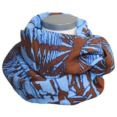 Sommer Loopschal Viskose Seide Loop Schal Blau Braun extravagant