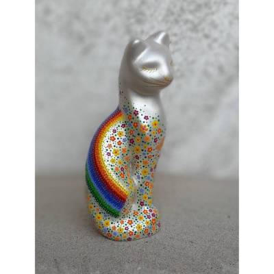 Katzenurne RAINBOWCAT handbemalt dot painting 0,5 Ltr. - 8 kg Lebendgewicht für den Innenbereich