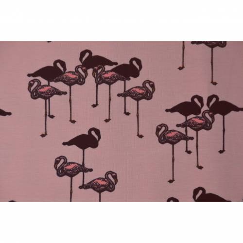 rosa Jersey mit Flamingo Flamingos 50 x 150 cm Nähen Stoff 