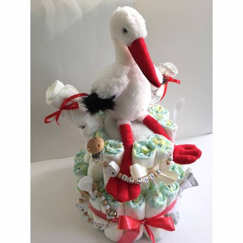 Windeltorte Storch mit Name personalisiert ..