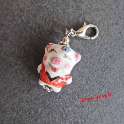 Keramikanhänger Schwein Glücksschwein Keramik Anhänger Taschenbaumler Talisman Glücksbringer Schlüsselanhänger Schuhe