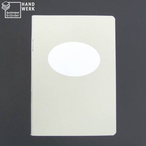 Notizheft grau, Titelschild zum Selbstbeschriften, DIN A6, handgefertigt, Recyclingpapier 